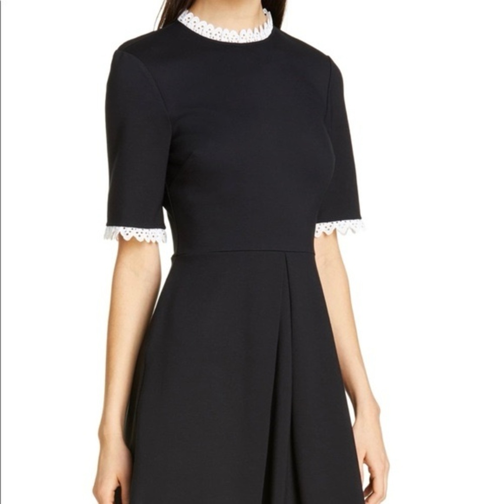 Ted Baker-Blussum Broderie Trim A-Line Dres